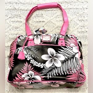 NWT Vintage ROXY Pink and Black Floral WEEKENDER Travel Tote Luggage Carry On